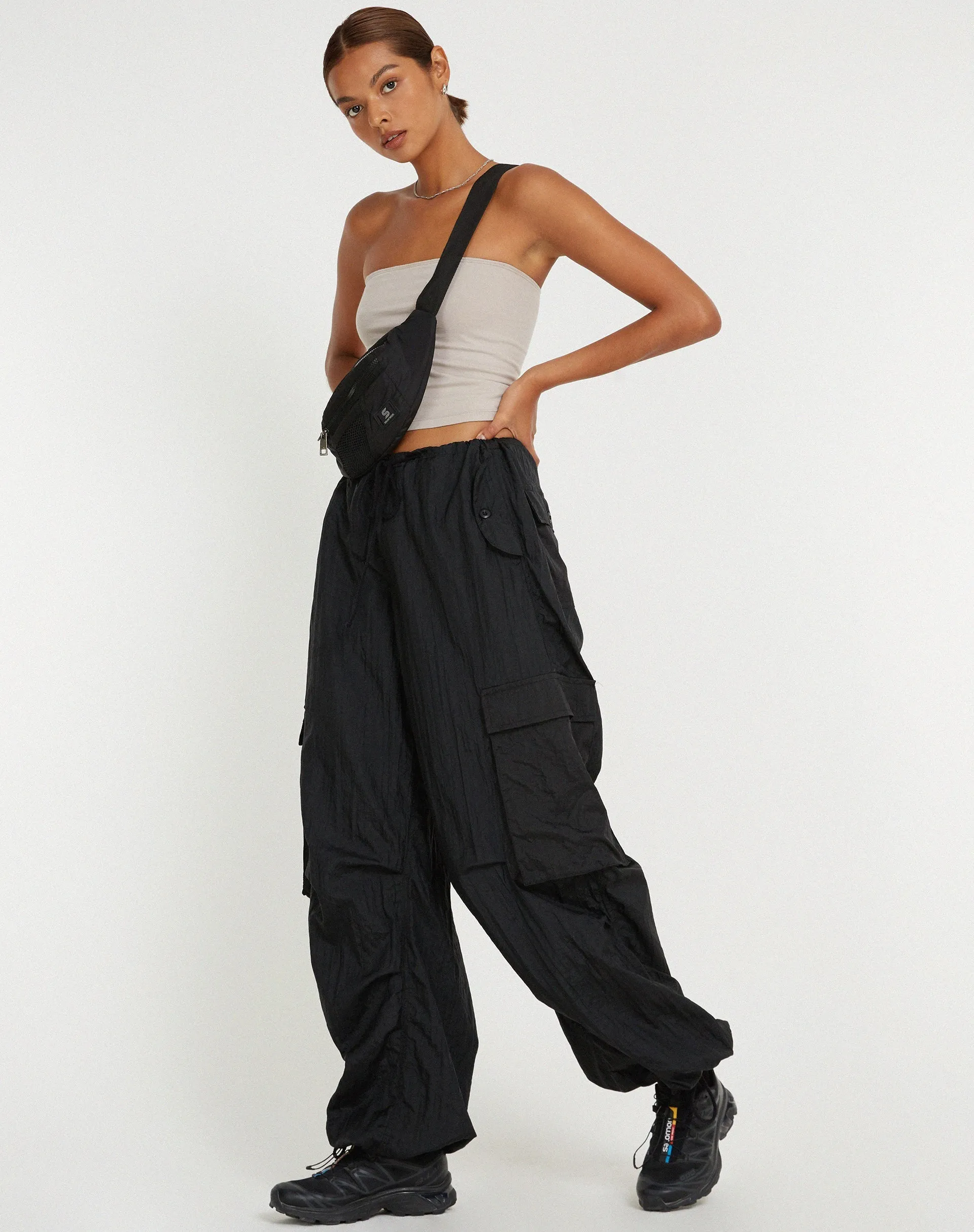 Cuties Wide Leg Cargo Trouser in Black