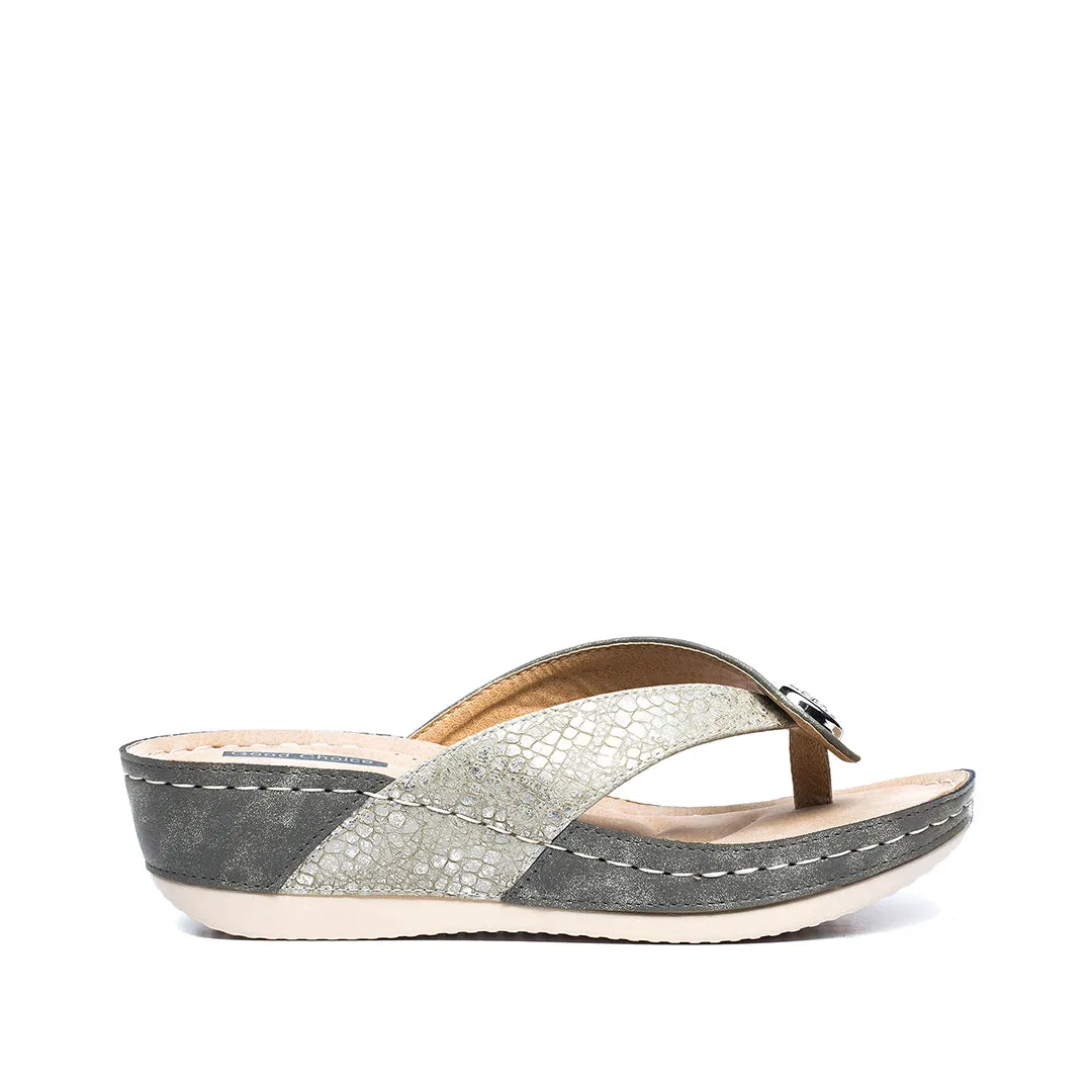 Dafni Khaki Wedge Sandals