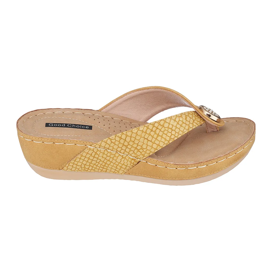 Dafni Yellow Wedge Sandals