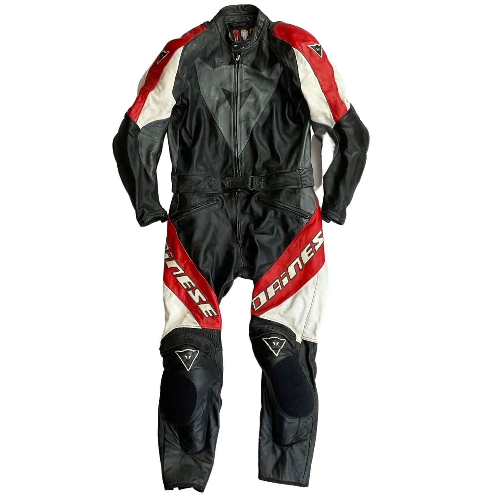 DAINESE ITALY FULL LEATHER 2 PIECE BIKER MOTORCYCLE RACE SUIT CHEST 40” WAIST 34