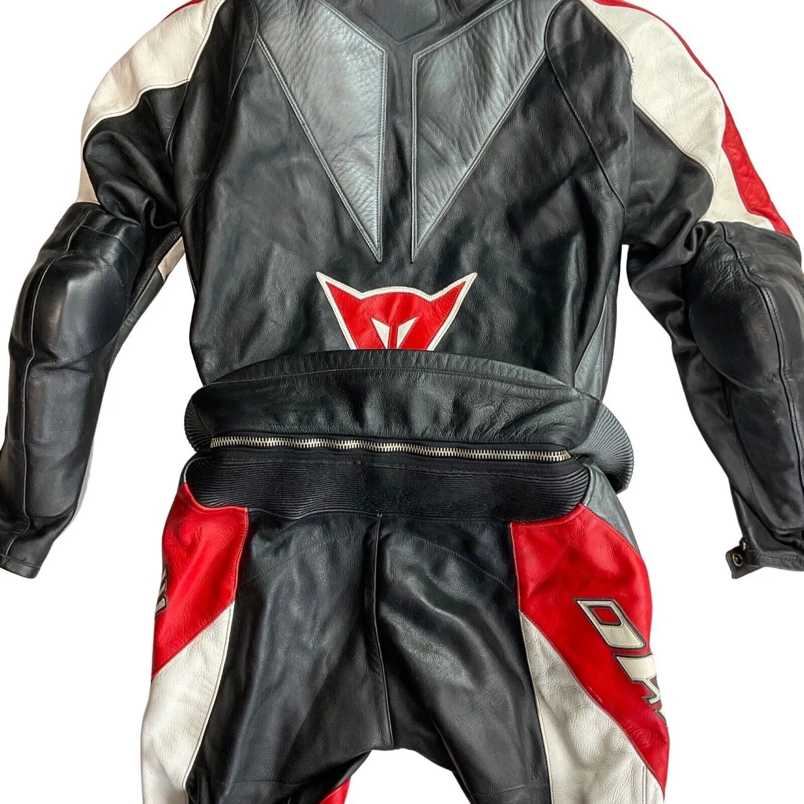 DAINESE ITALY FULL LEATHER 2 PIECE BIKER MOTORCYCLE RACE SUIT CHEST 40” WAIST 34