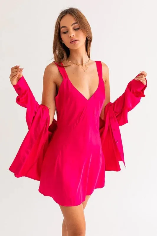 Dancin' Slip Dress Fucshia