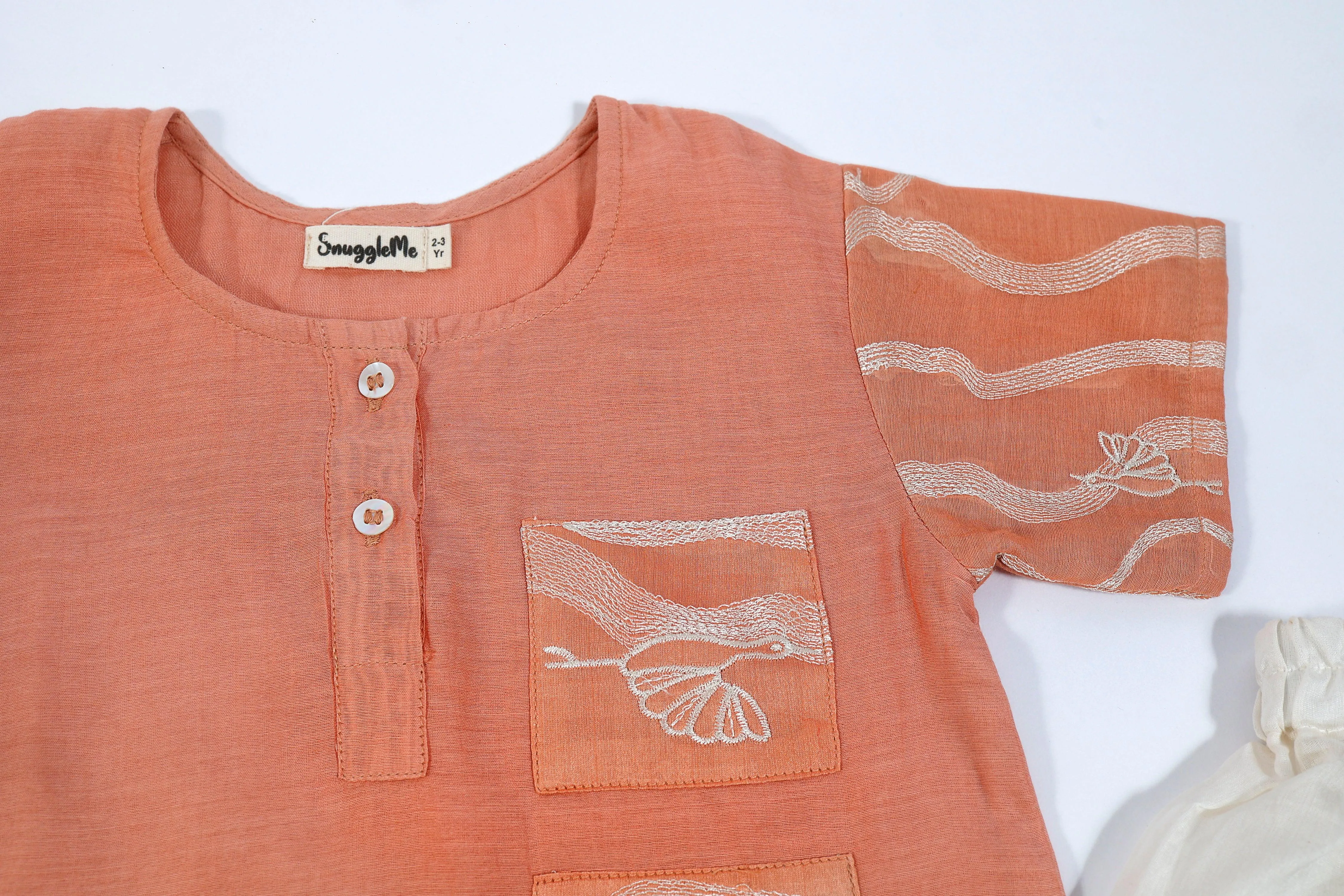 Designer Chanderi Short Ethnic Kurta with Dhoti for Boys - Peach