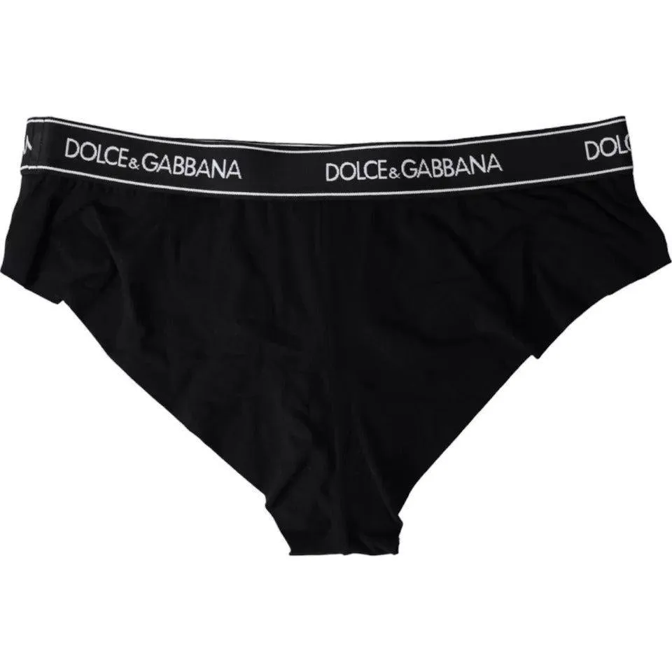 Dolce & Gabbana Black Modal Stretch Branded Logo Underwear