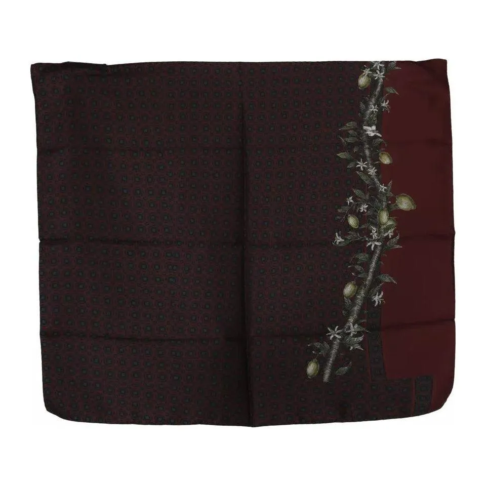 Dolce & Gabbana Bordeaux 100% Silk Floral Wrap Women Scarf