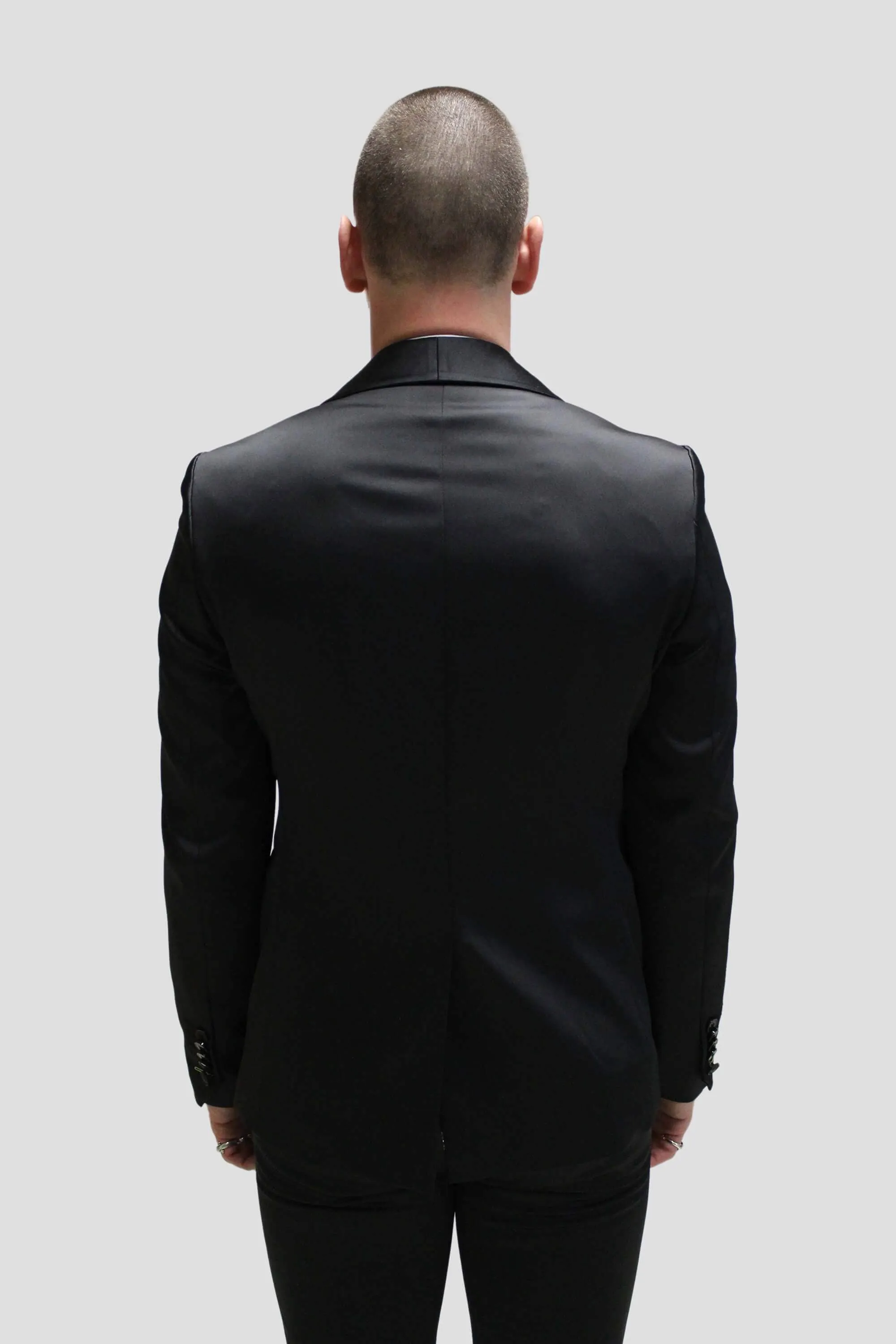 Draco Skinny Fit Black Sateeen Jacket - ARCHIVE