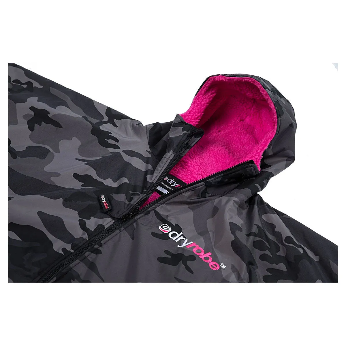 Dryrobe Advance Long Sleeve Changing Robe - Black Camo/Pink