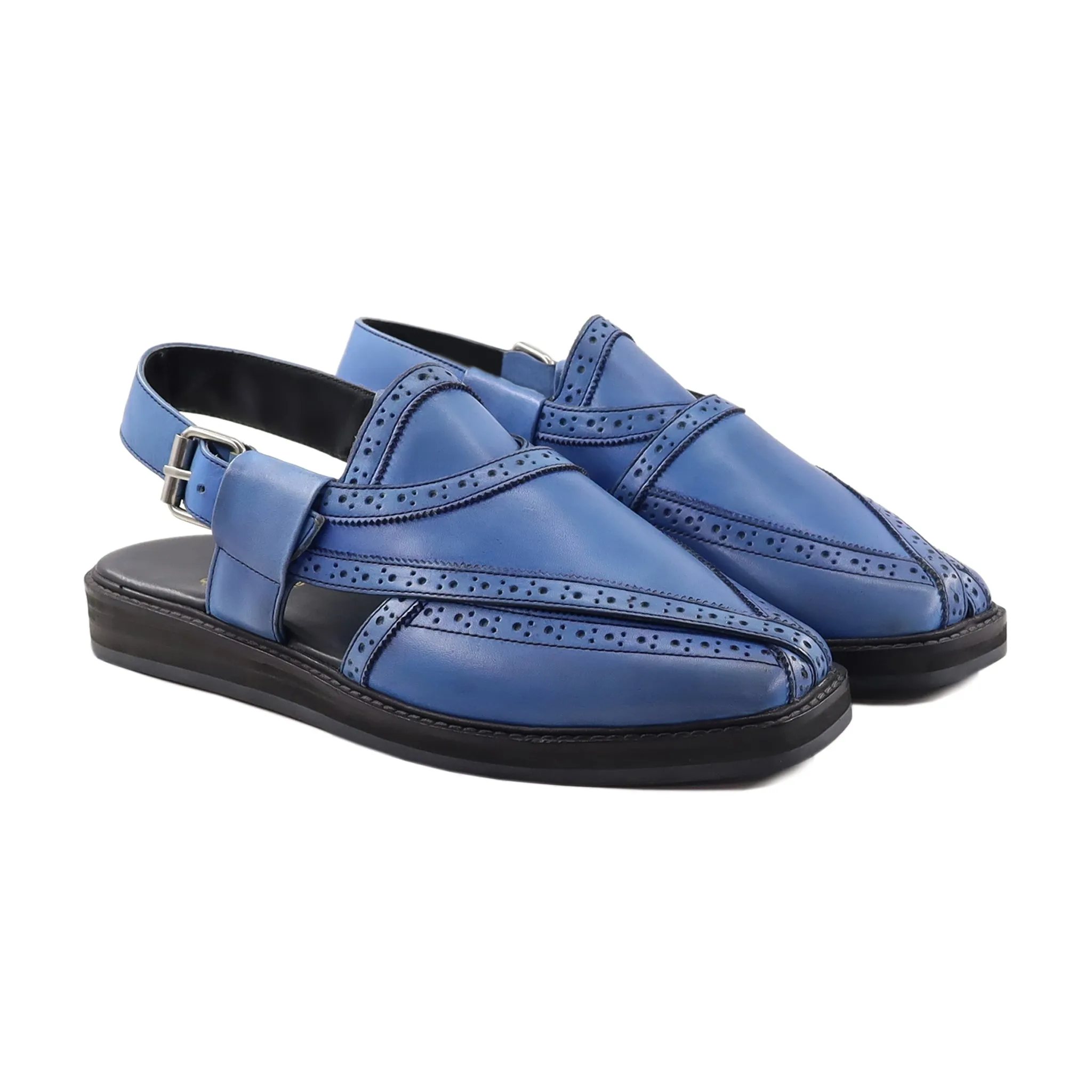 Dudley - Men's Blue Calf Leather Sandal