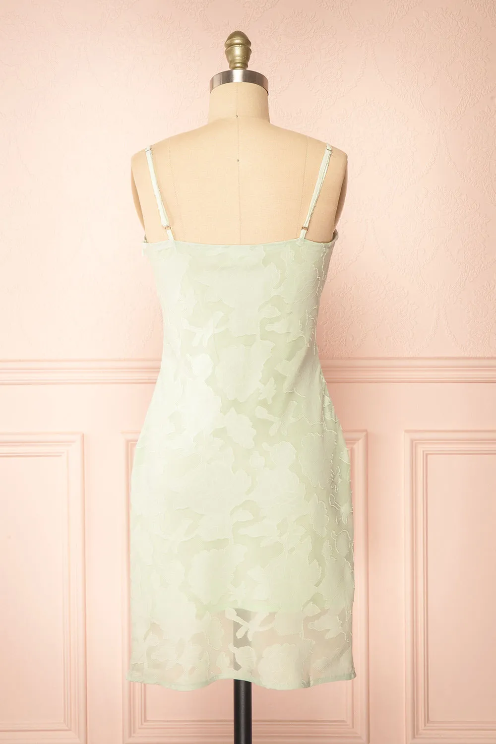 Eliane Mint | Monochrome Short Dress w/ Floral Motif