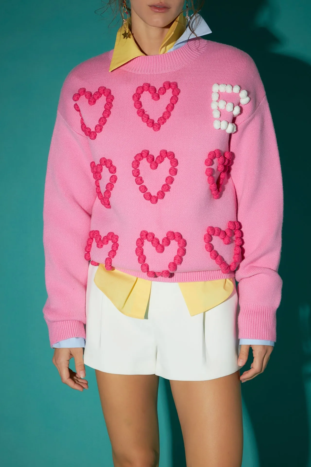 English Factory - Pom Pom Heart Sweater