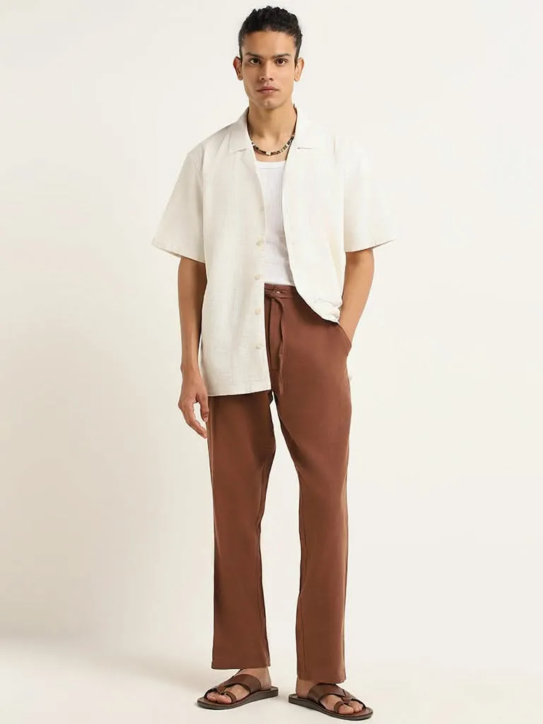 ETA Off White Cotton Relaxed Fit Shirt