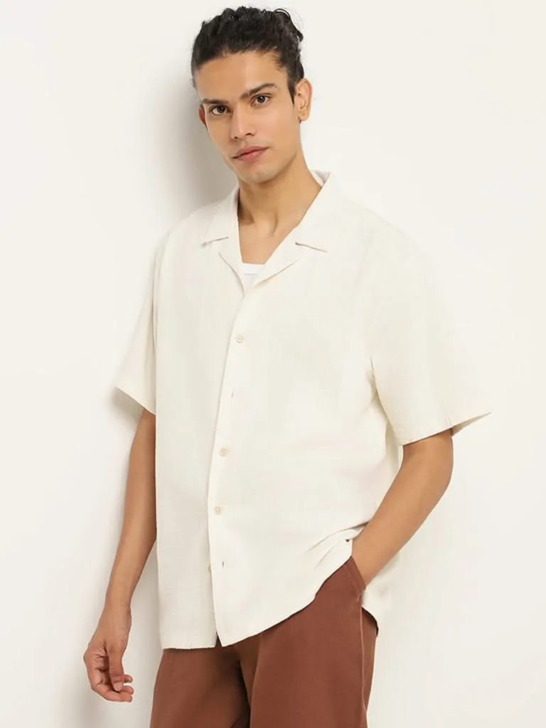 ETA Off White Cotton Relaxed Fit Shirt