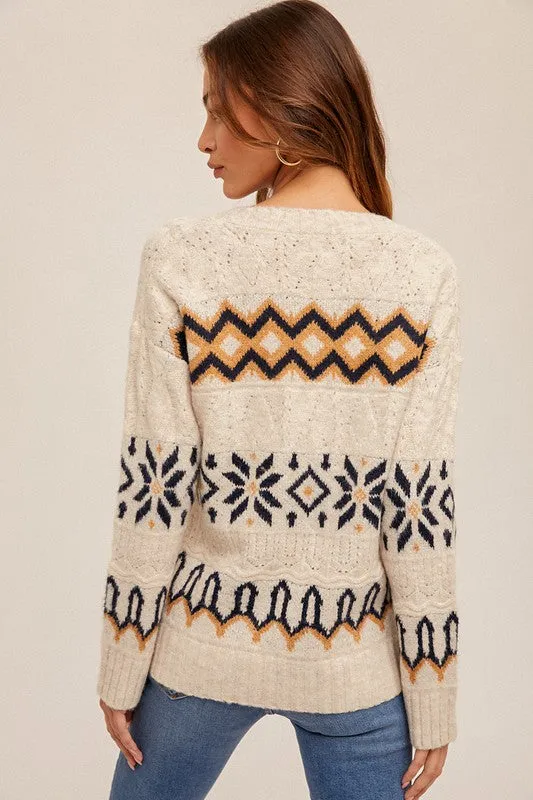 Fairisle V Neck Sweater