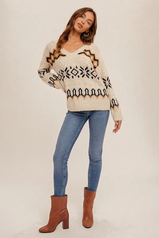 Fairisle V Neck Sweater