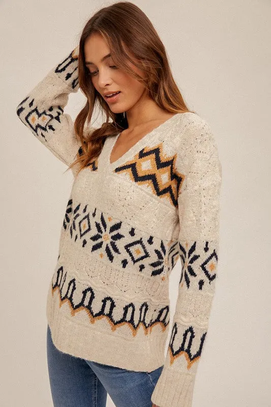 Fairisle V Neck Sweater