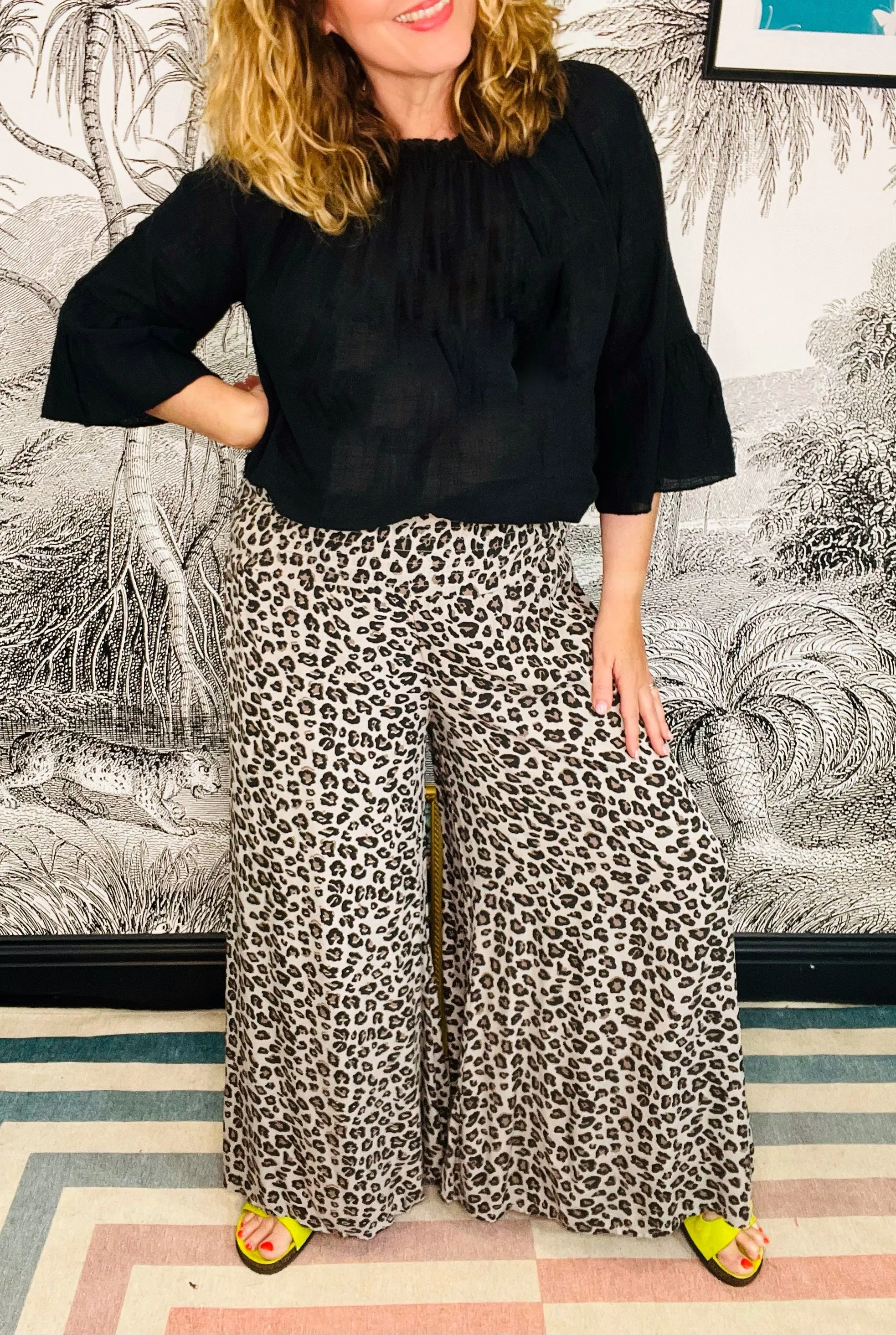 Flora Leopard Wide Leg Trousers