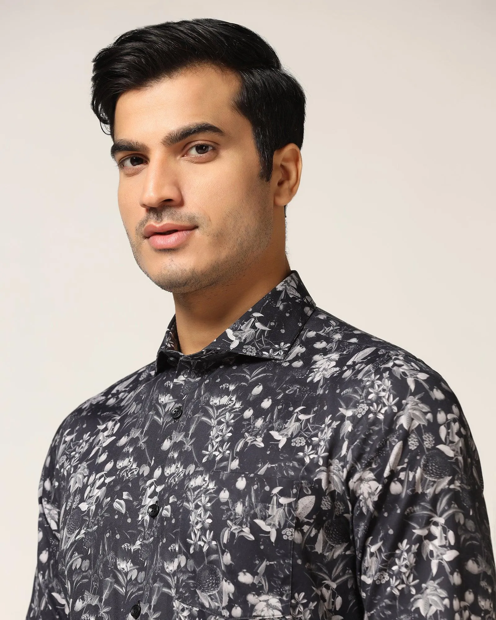 Formal Black Printed Shirt - Fret