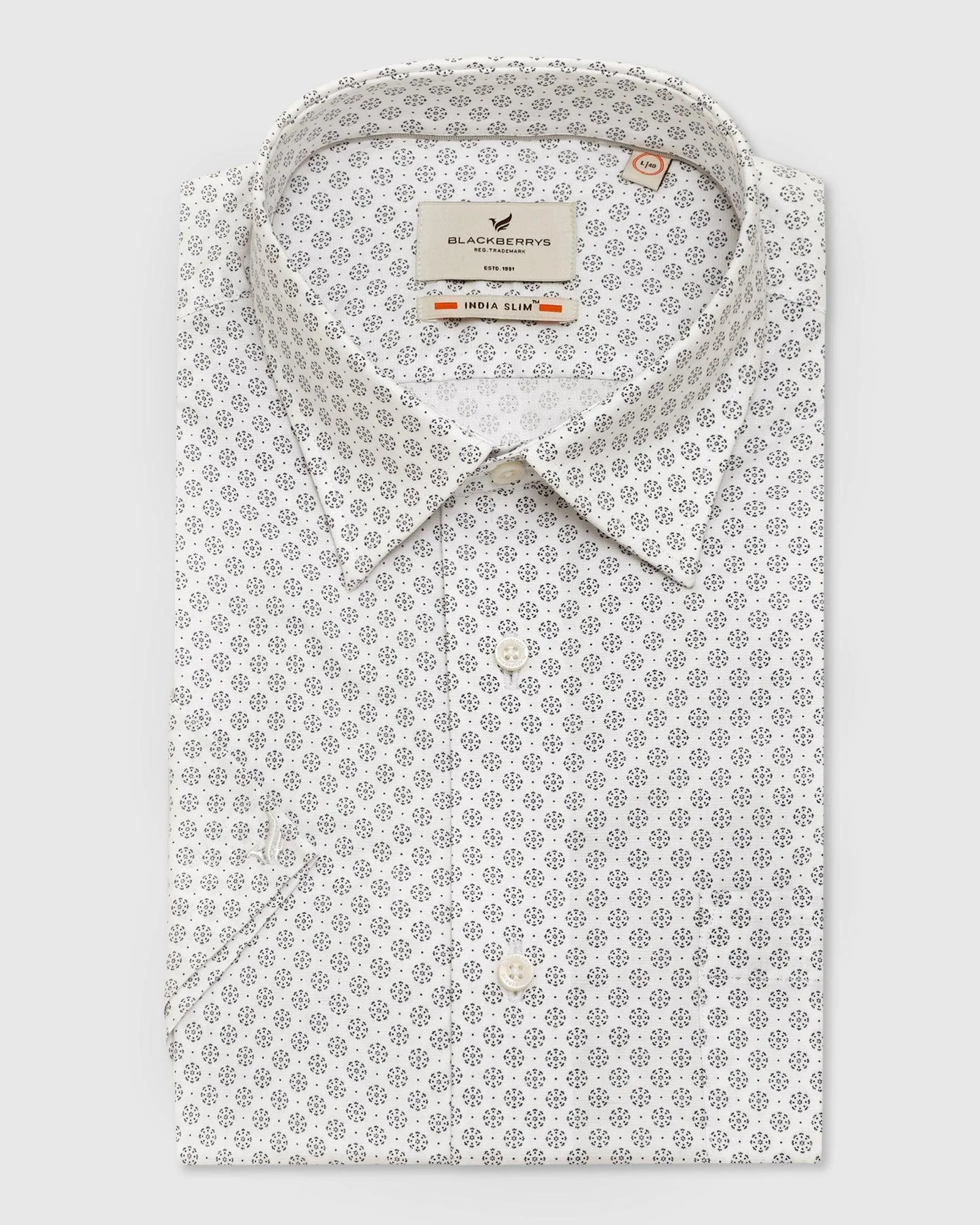 Formal Half Sleeve White Printed Shirt - Roast