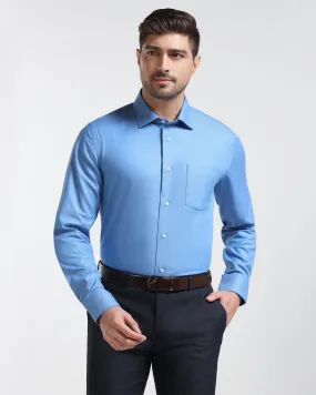 Formal Mid Blue Textured Shirt - Luck