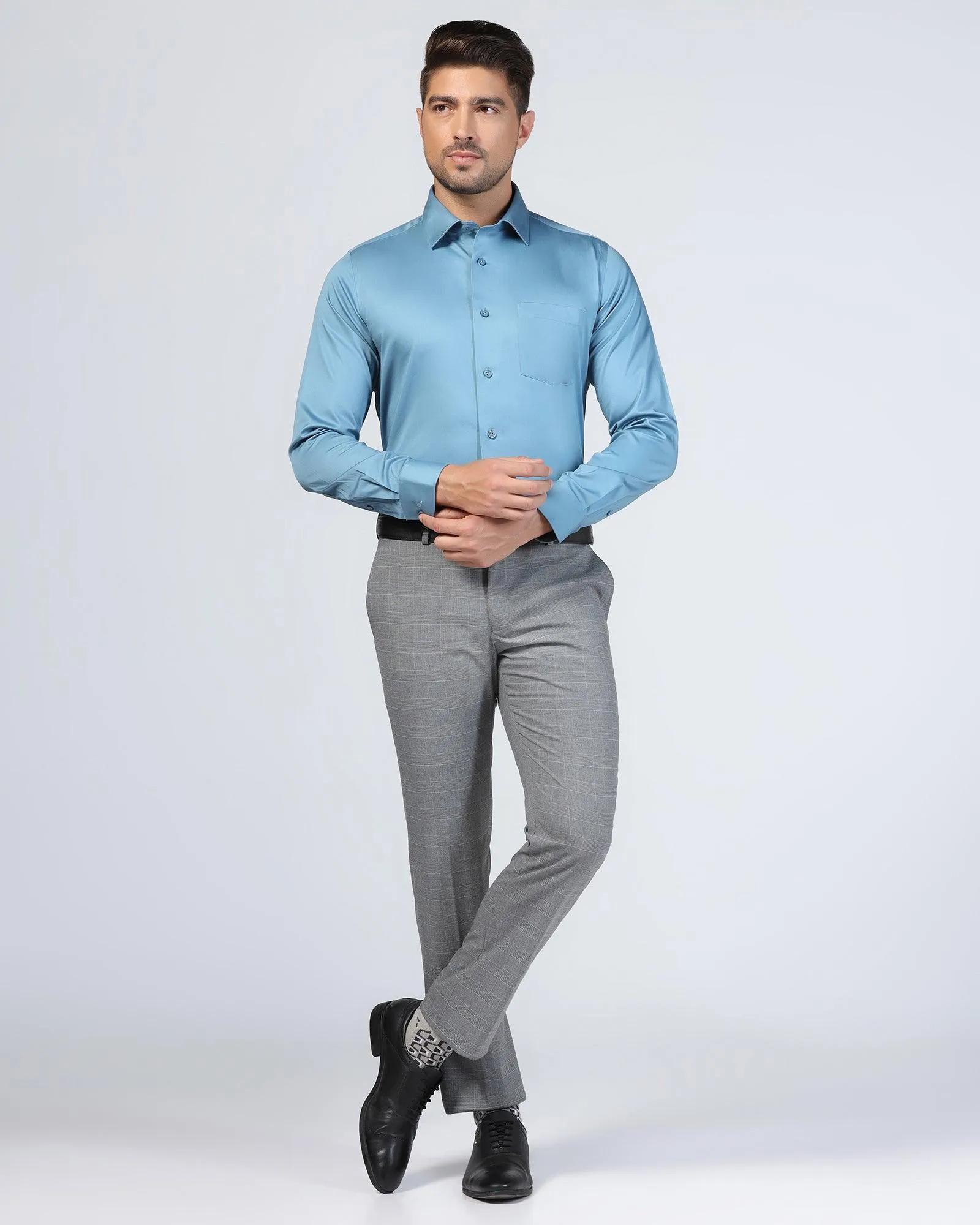 Formal Teal Solid Shirt - Rolf