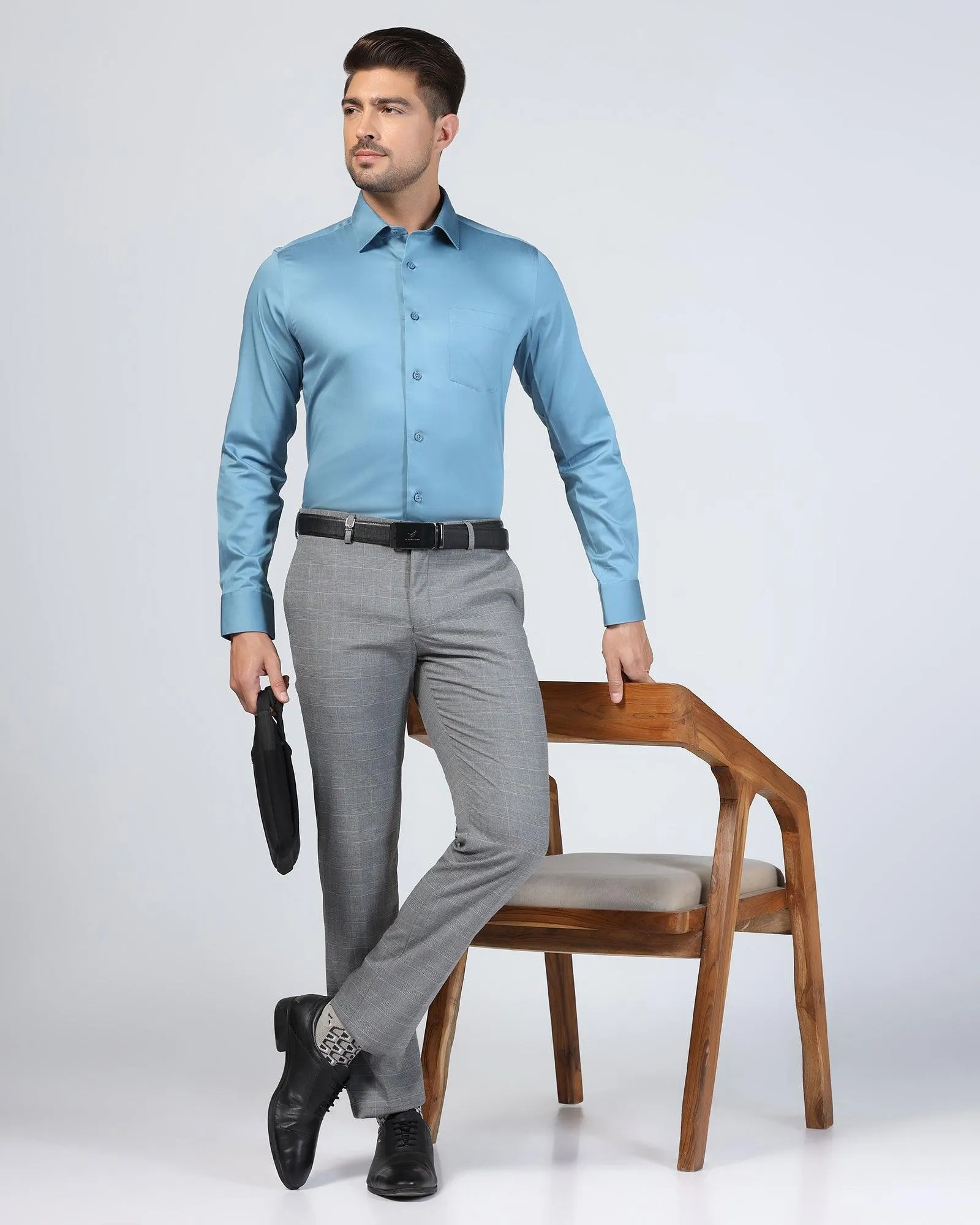 Formal Teal Solid Shirt - Rolf