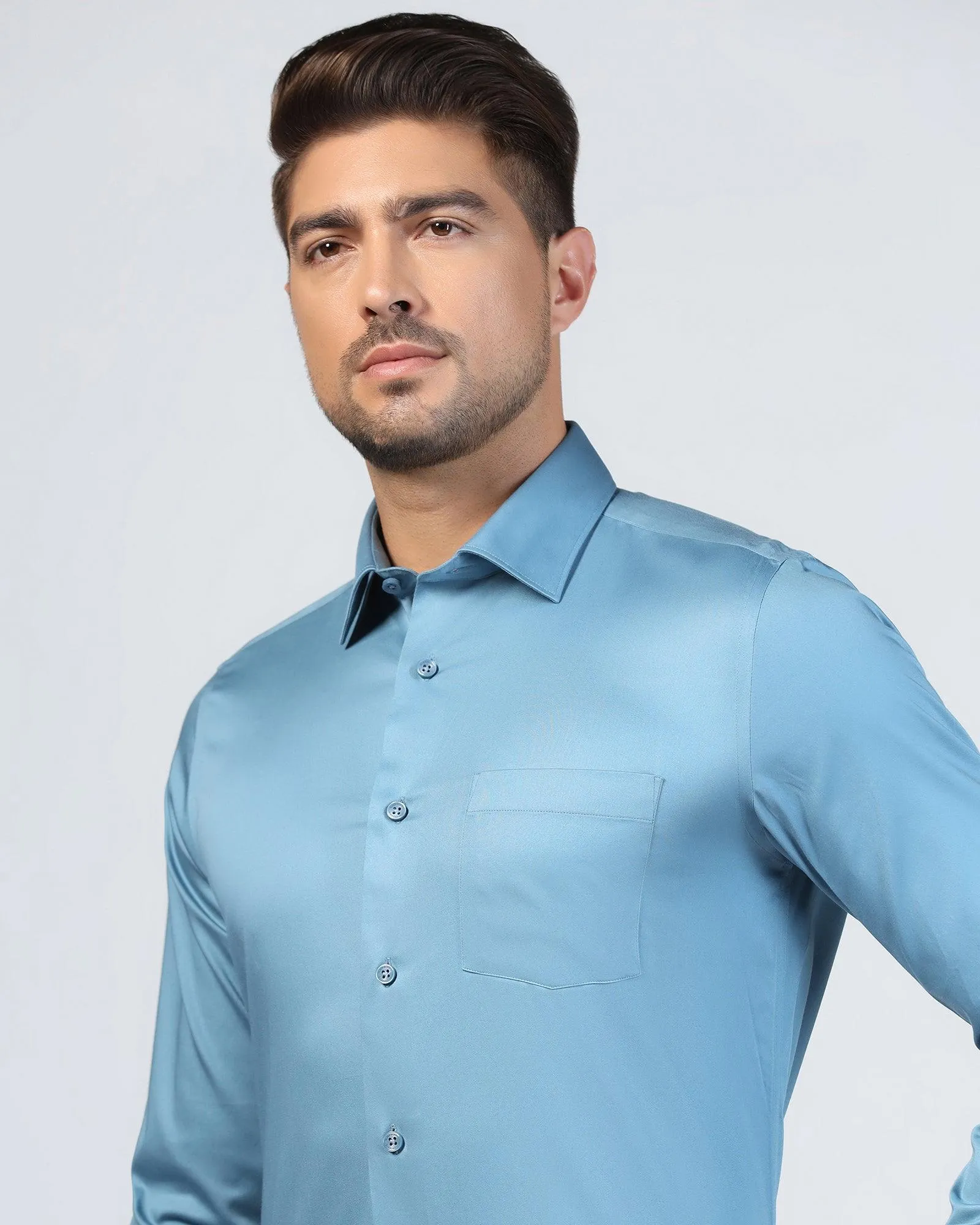 Formal Teal Solid Shirt - Rolf