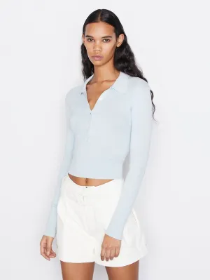 Frame - Shrunken Polo Sweater in Cloud Blue