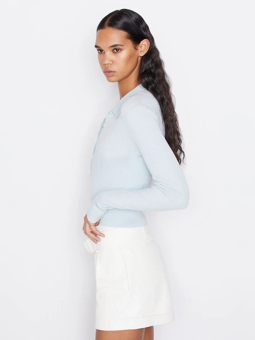 Frame - Shrunken Polo Sweater in Cloud Blue