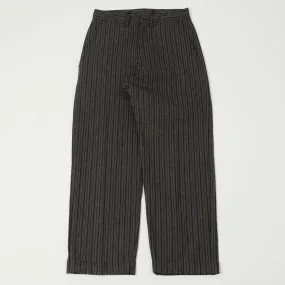 Full Count 1128 Schonherr Weaving Cloth Farmers Trouser - Charcoal Stripe