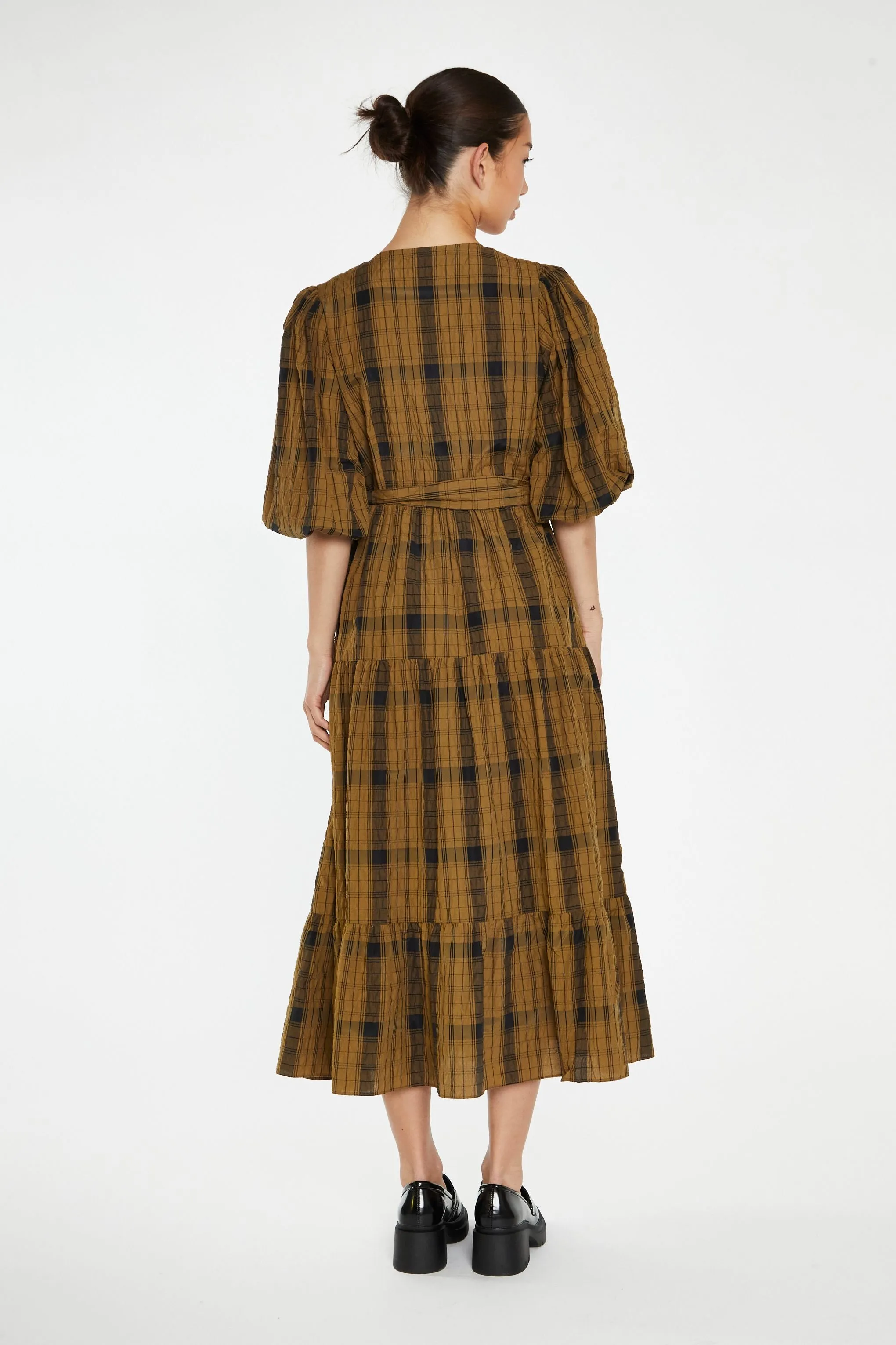 Glamorous - Olive Check Midaxi Wrap Dress