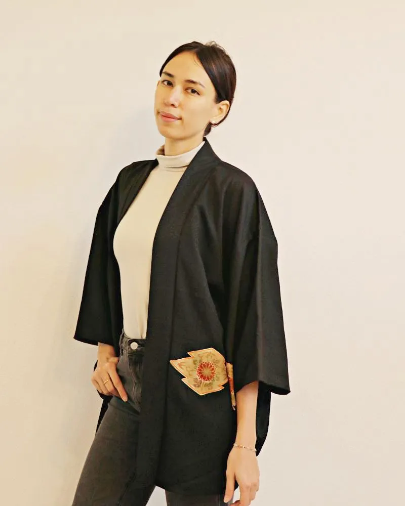 Golden Horizon Black Haori Kimono Jacket