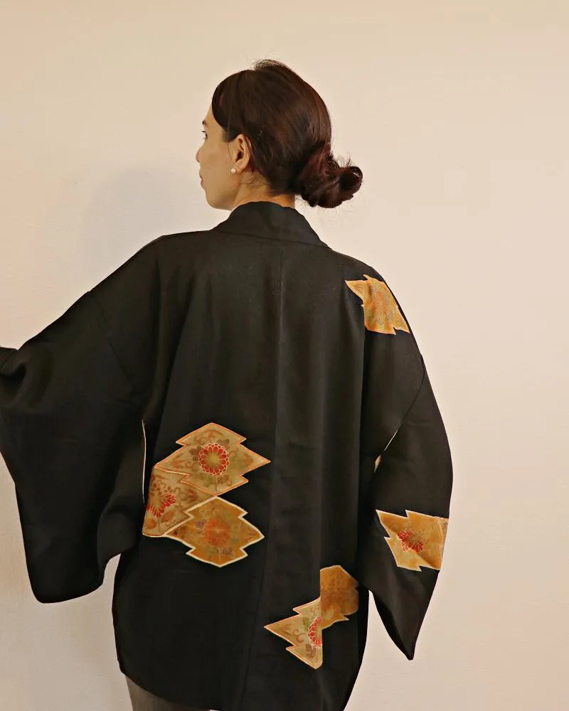 Golden Horizon Black Haori Kimono Jacket