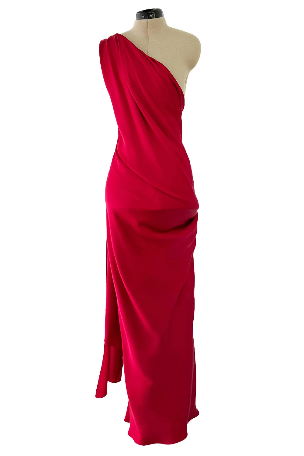 Gorgeous Pre-Fall 2010 Yves Saint Laurent by Stefano Pilati Red Bias Cut One Shoulder Dress