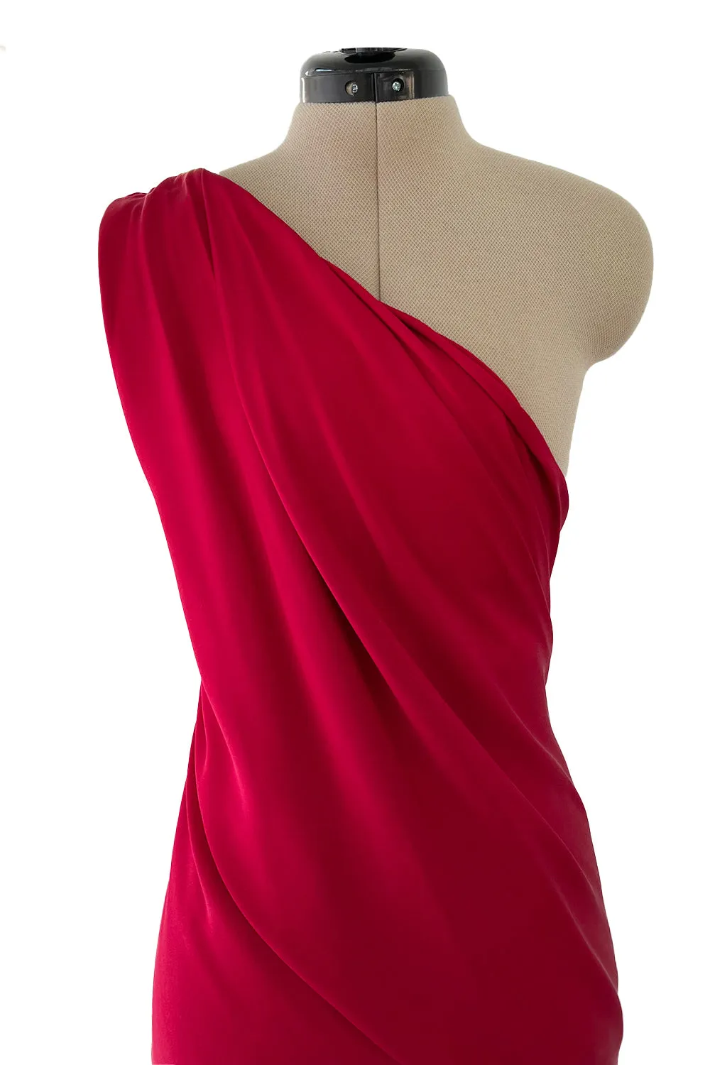 Gorgeous Pre-Fall 2010 Yves Saint Laurent by Stefano Pilati Red Bias Cut One Shoulder Dress