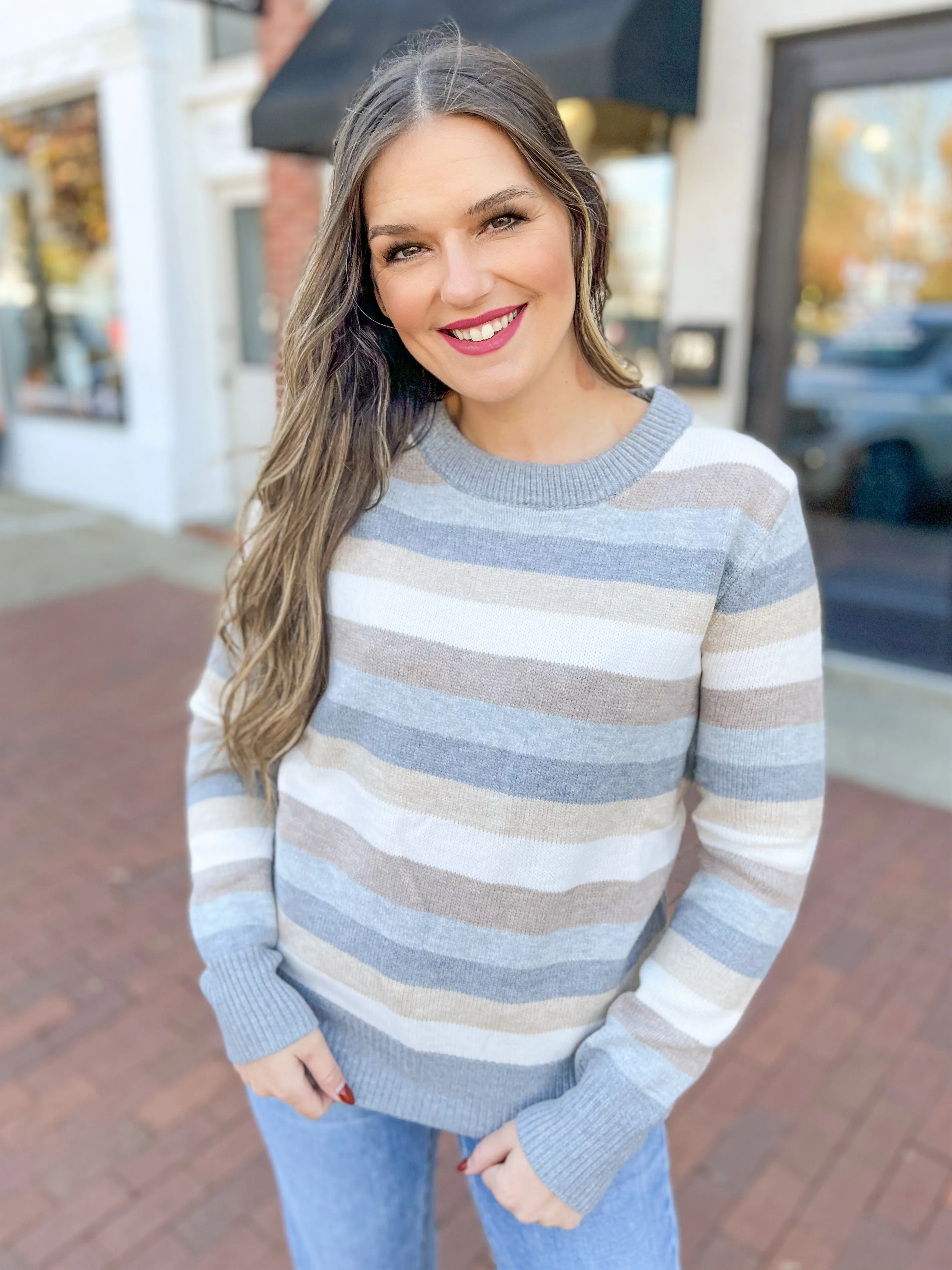 Grey Multi Stripe Sweater