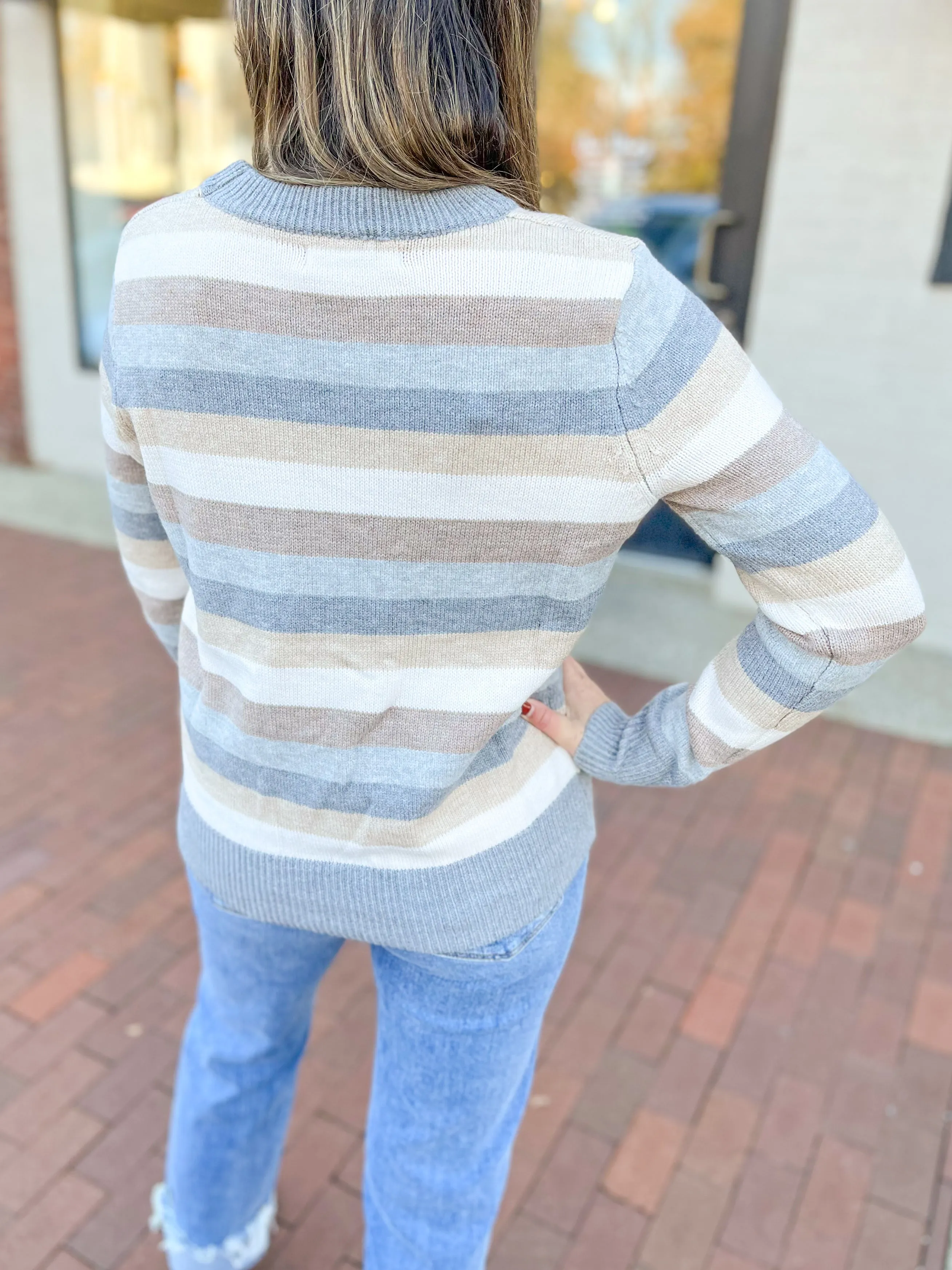 Grey Multi Stripe Sweater