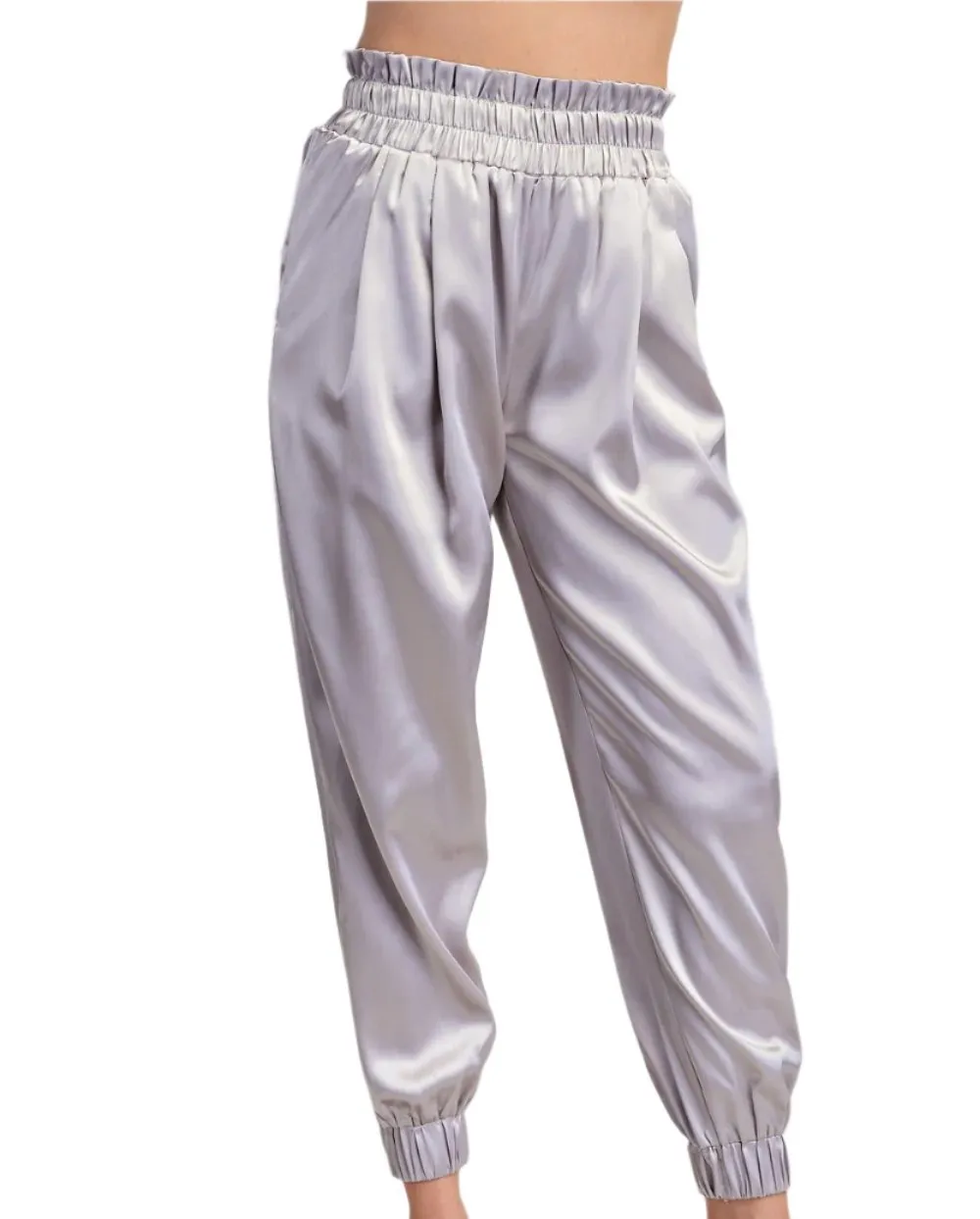 Grey Pleated Jogger Pants