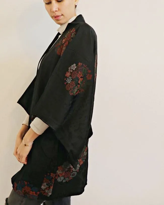 Hanabira symphony Black Haori Kimono Jacket