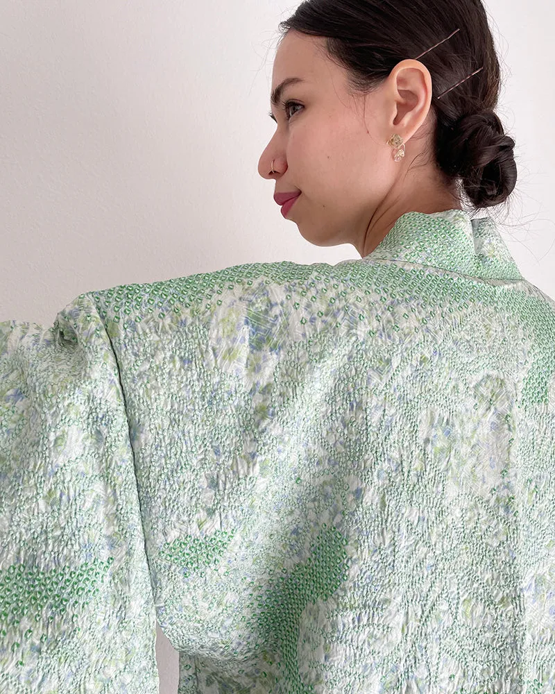 Hand Squeezing Shibori Haori Kimono Jacket