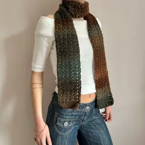 Handmade ombré brown and blue crochet scarf