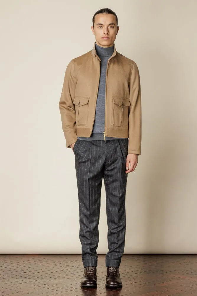 Harrington Jacket - Camel Wool Silk