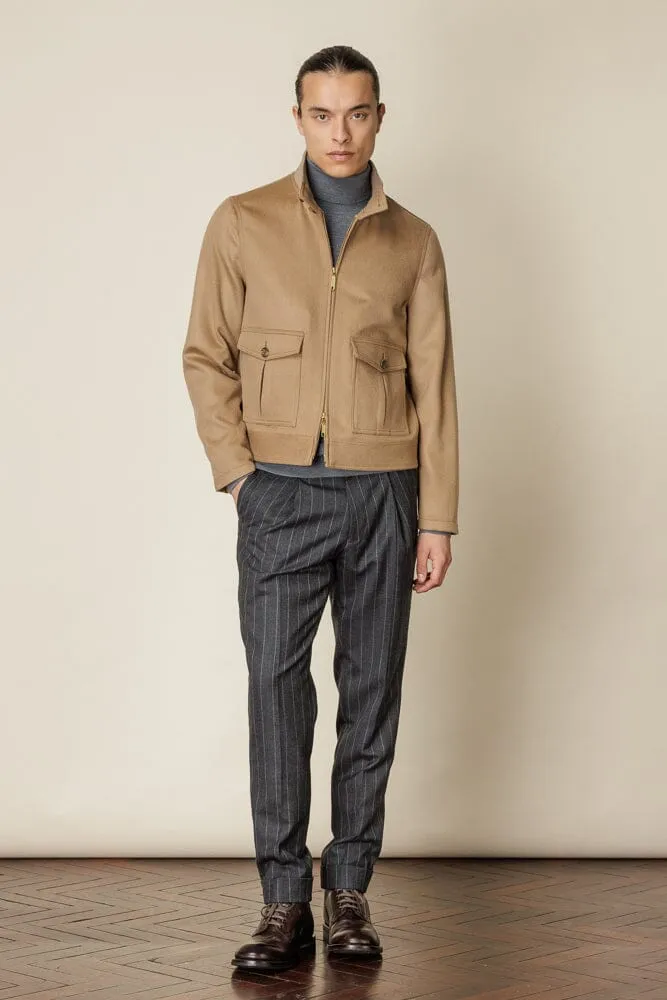 Harrington Jacket - Camel Wool Silk