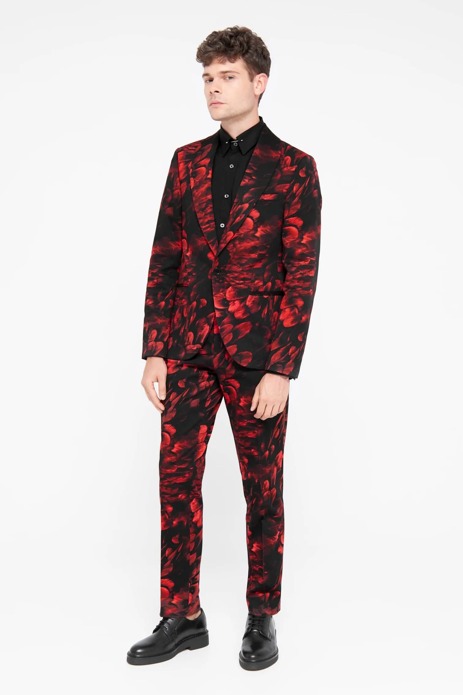 Heron Slim Fit Red Floral Cotton Jacket