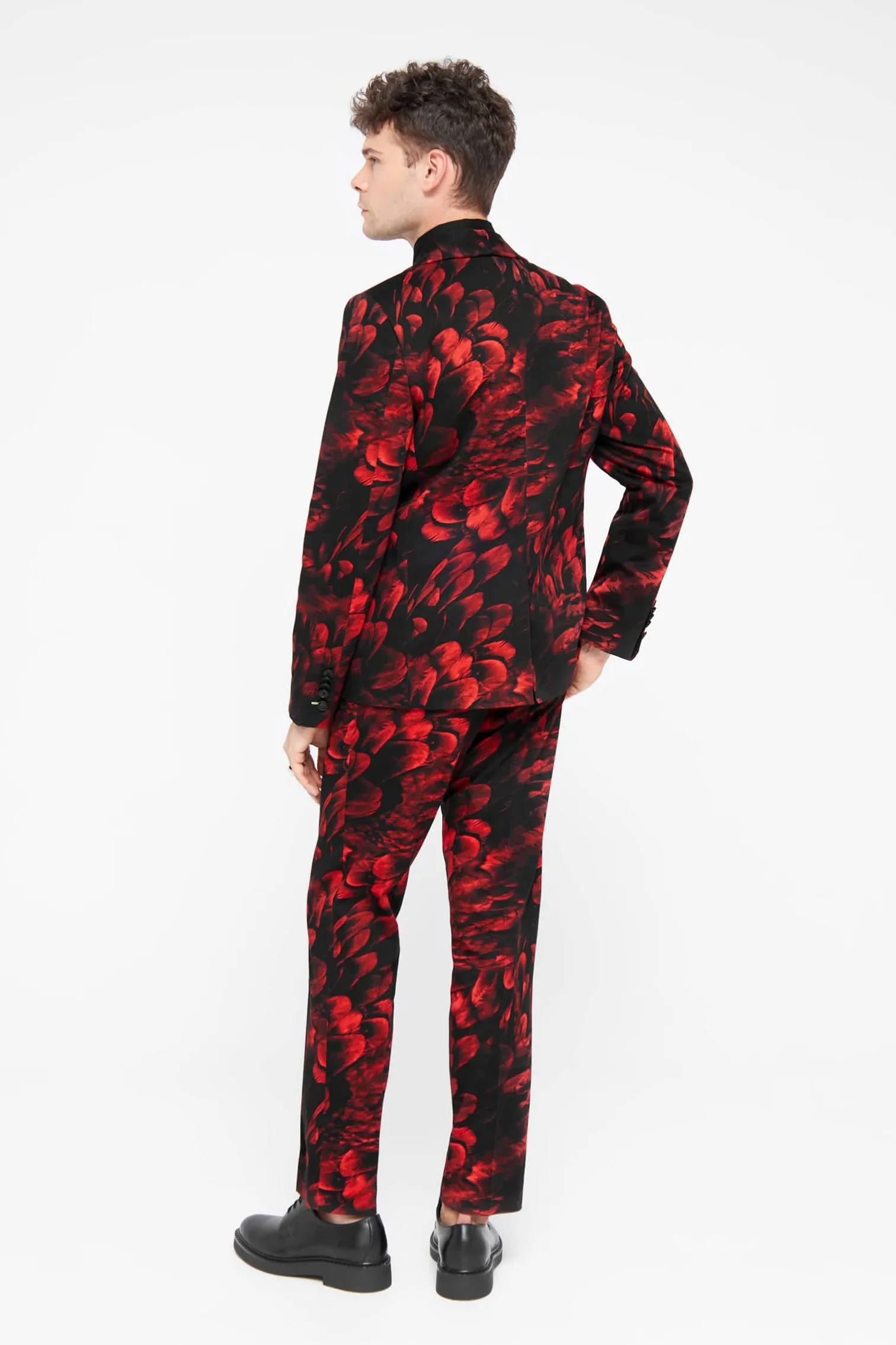 Heron Slim Fit Red Floral Cotton Jacket