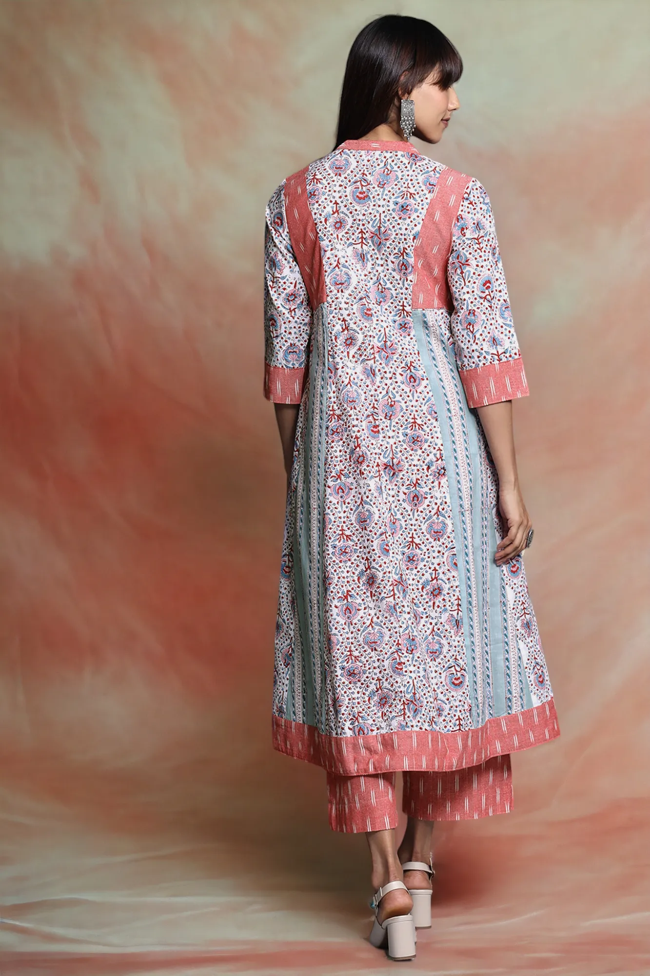 high collar button down anarkali - rosewater boom & tranquil oasis