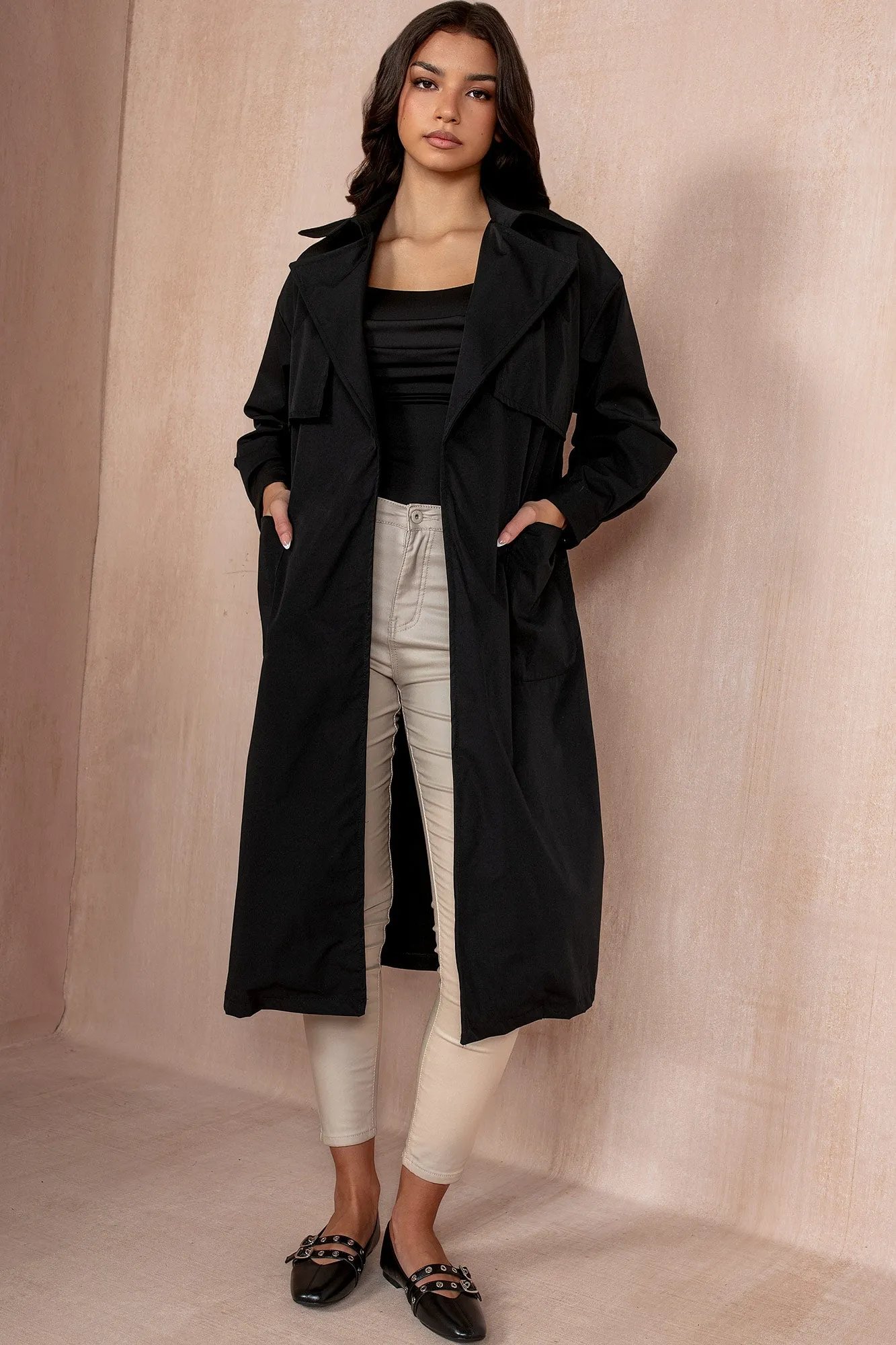 Holland Black Belted Trench Coat