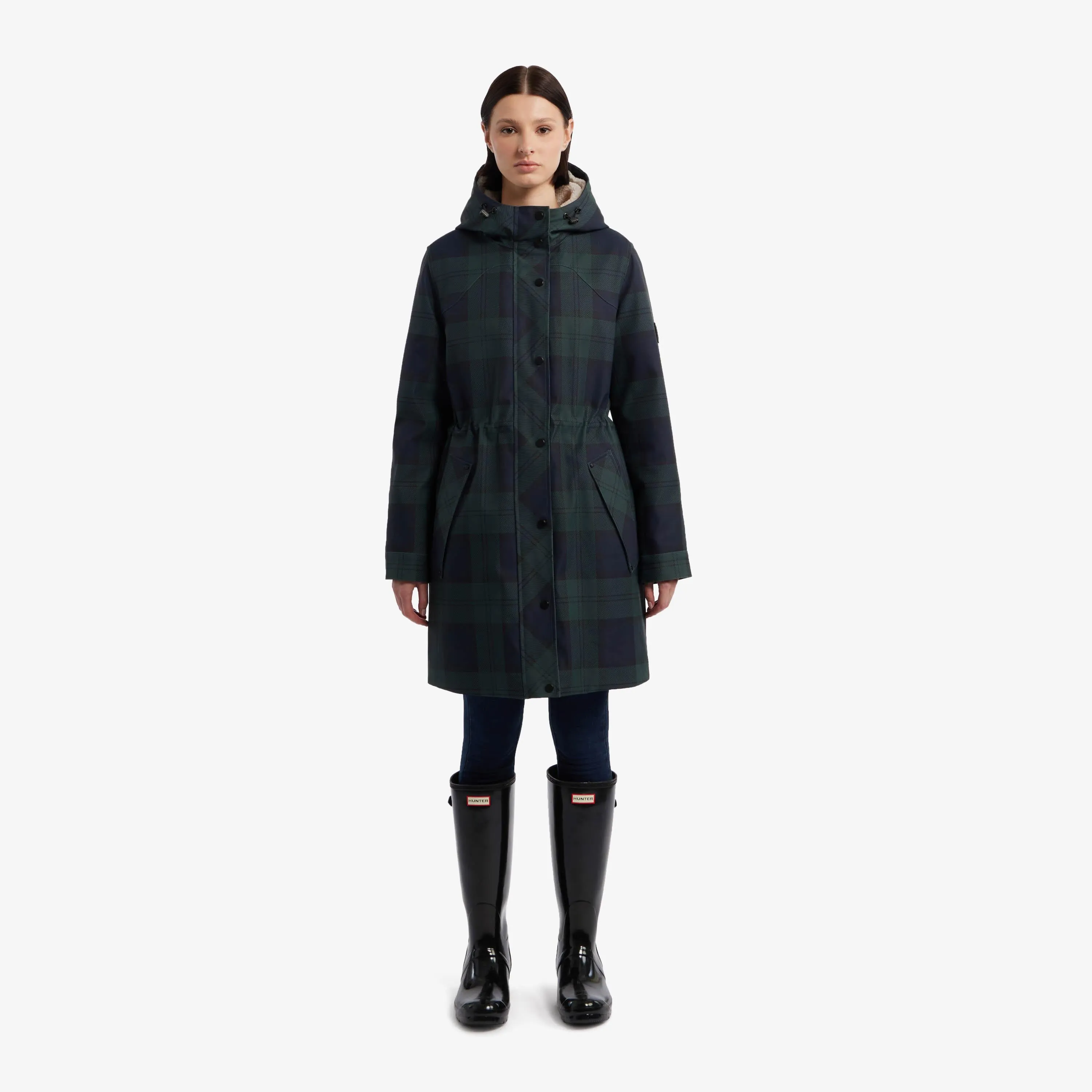 Hunter  Women's Fountain Blackwatch 3 In 1 Parka Green Reg