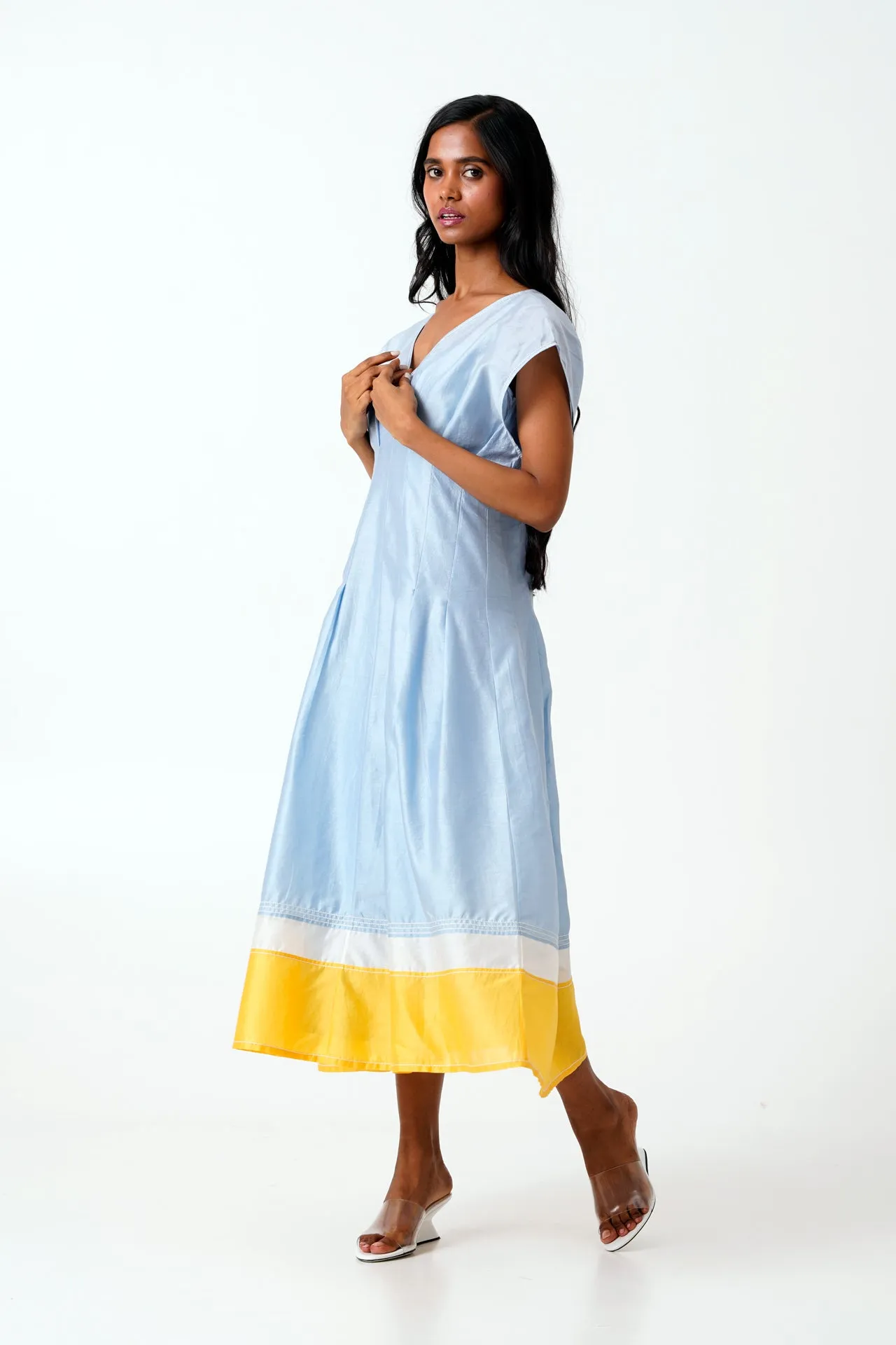 Ice Blue Bree - Vintage Panelled Dress   Slip