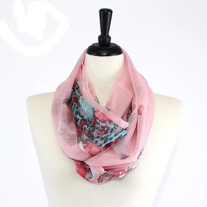 IN6026 Flower Print Infinity Scarf