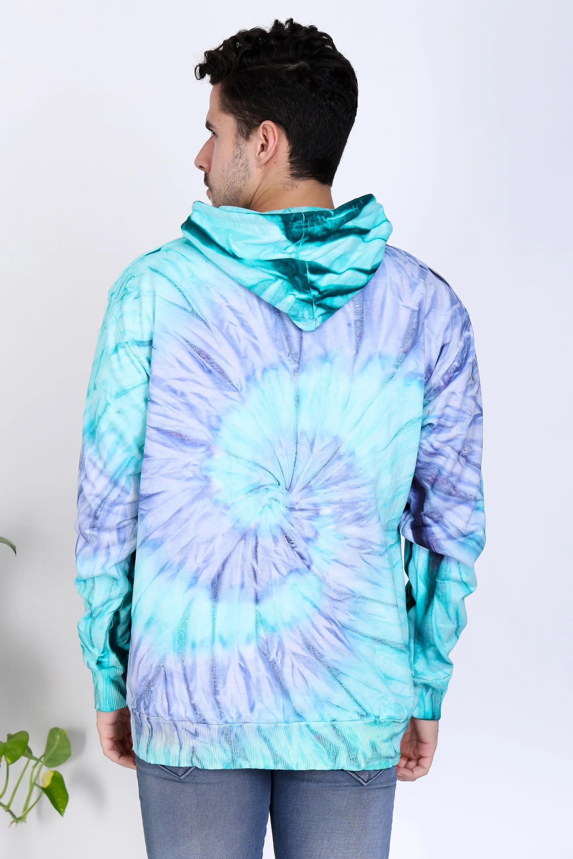 India Blue Men's Tye Dye Pullover Hoody